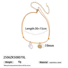 Summer holiday colorful rope handmade stainless steel charms shell starfish necklace