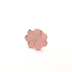 Pink blue color enamel flower stainless steel earrings rings suit