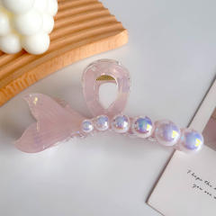 Ribbon Pearl Fishtail Women's Korean Style hair claw clips holiday vacation hair accessory