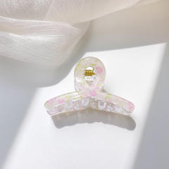 Candy-ColorSummer Small Hair Clip Transparent Acrylic Floral Side hair claw Clip for Girls