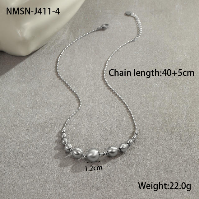 Unique Wire drawing process bead stainless steel necklace