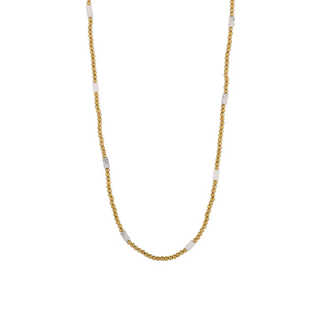 Simple Pearl Beaded Pendant Exquisite Fashionable stainless steel necklace