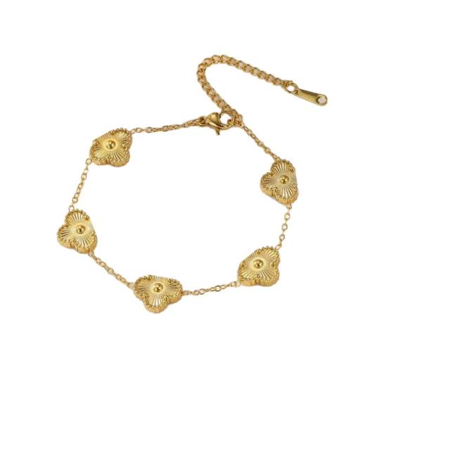 13mm Four-leaf clover bracelet necklace earrings set stainless steel necklace suit