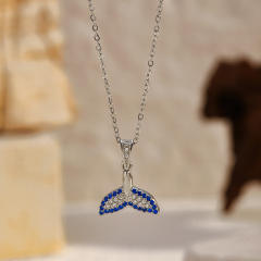 Dainty diamond ocean animal turtle fish dolphin pendant stainless steel chain necklace