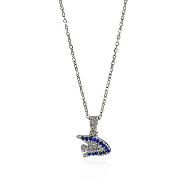 Dainty diamond ocean animal turtle fish dolphin pendant stainless steel chain necklace