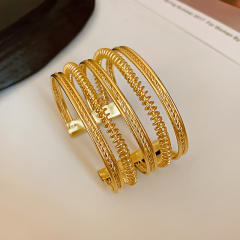 Popular gold color metal cuff bangle bracelet for women
