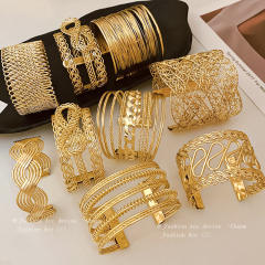 Popular gold color metal cuff bangle bracelet for women