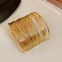 Popular gold color metal cuff bangle bracelet for women
