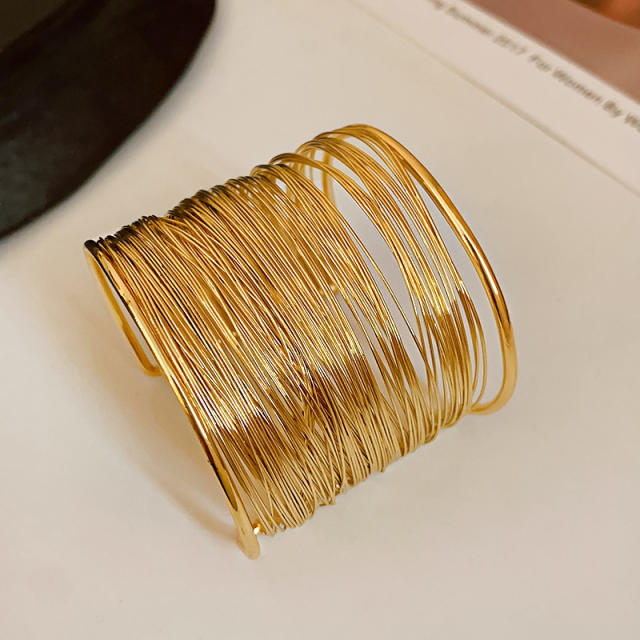 Popular gold color metal cuff bangle bracelet for women