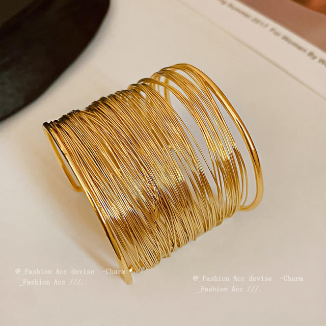 Popular gold color metal cuff bangle bracelet for women