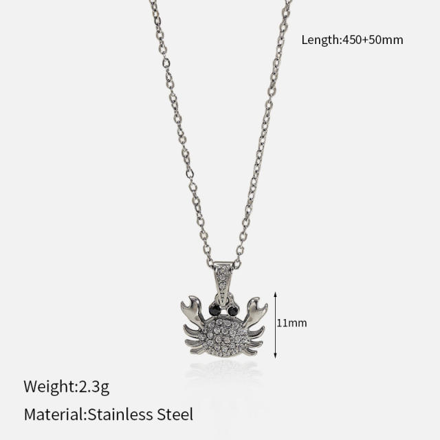 Dainty diamond ocean animal turtle fish dolphin pendant stainless steel chain necklace