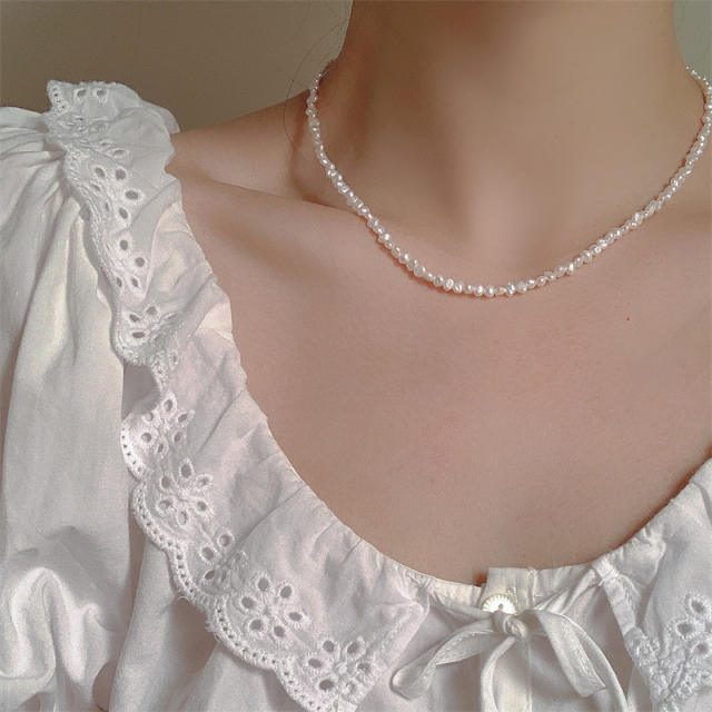 Natural Freshwater Pearl Necklace Small Irregular Pearl necklace for women