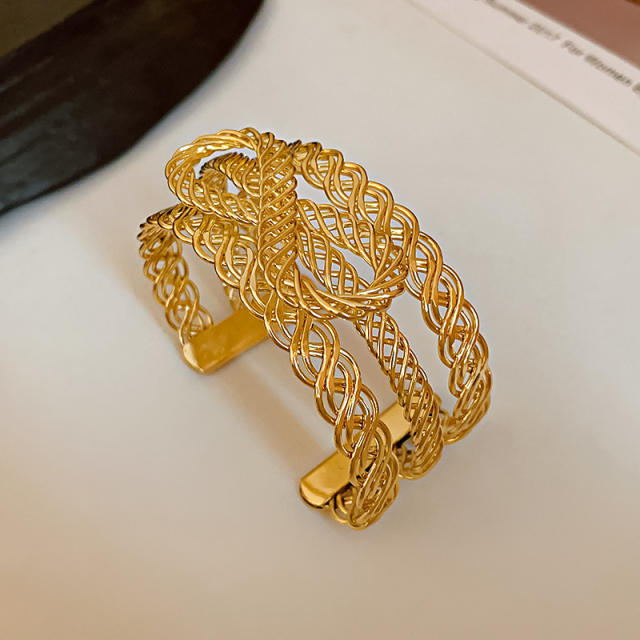 Popular gold color metal cuff bangle bracelet for women