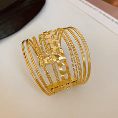 Popular gold color metal cuff bangle bracelet for women