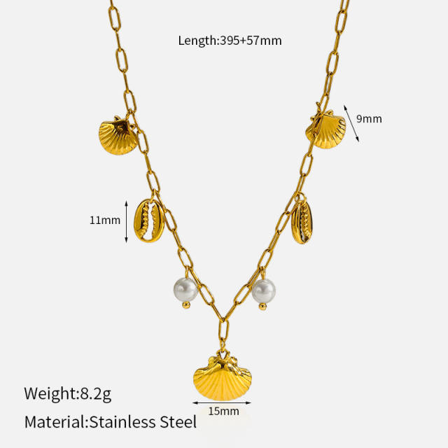 18K popular starfish shell ocean charms stainless steel necklace