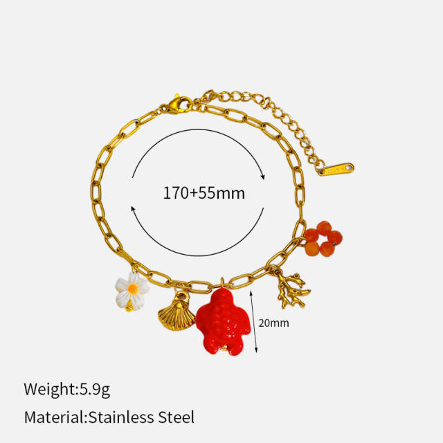 Best-Selling Bracelet Marine Life Series Conch Starfish Shell charm Gold-Plated stainless steel Bracelet