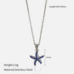 Dainty diamond ocean animal turtle fish dolphin pendant stainless steel chain necklace