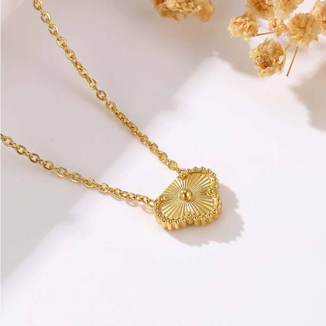 13mm Four-leaf clover bracelet necklace earrings set stainless steel necklace suit