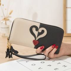 New Wallet Long Women's Zipper Wallet Female Stitching Color Tassel Mobile Phone Bag