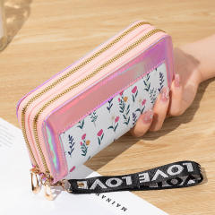 New Women's Long Wallet Double Zipper Mobile Phone Bag