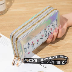 New Women's Long Wallet Double Zipper Mobile Phone Bag