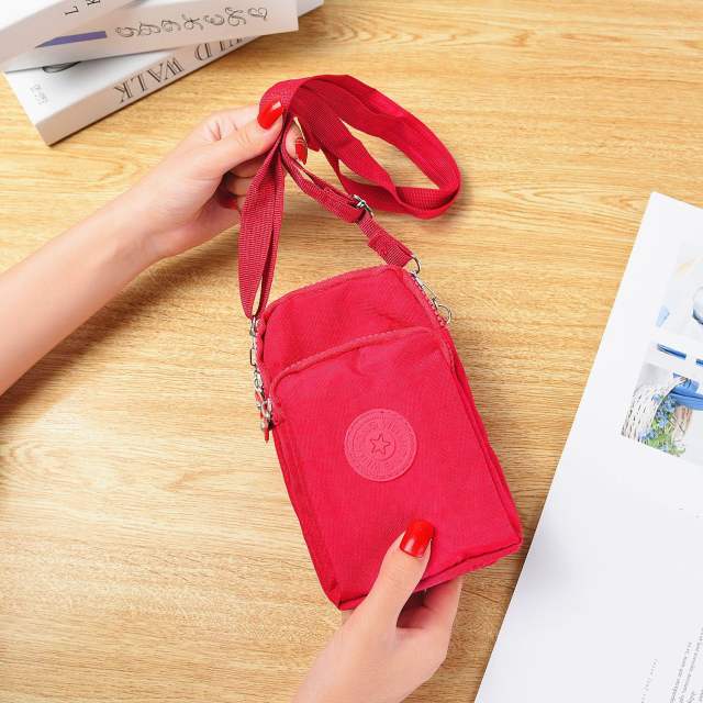 Hot Selling Crossbody Bag Mobile Phone Bag Coin Purse Nylon Hanging Neck Bag