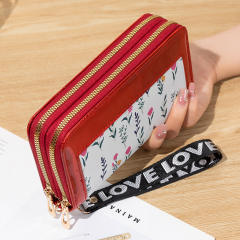 New Women's Long Wallet Double Zipper Mobile Phone Bag