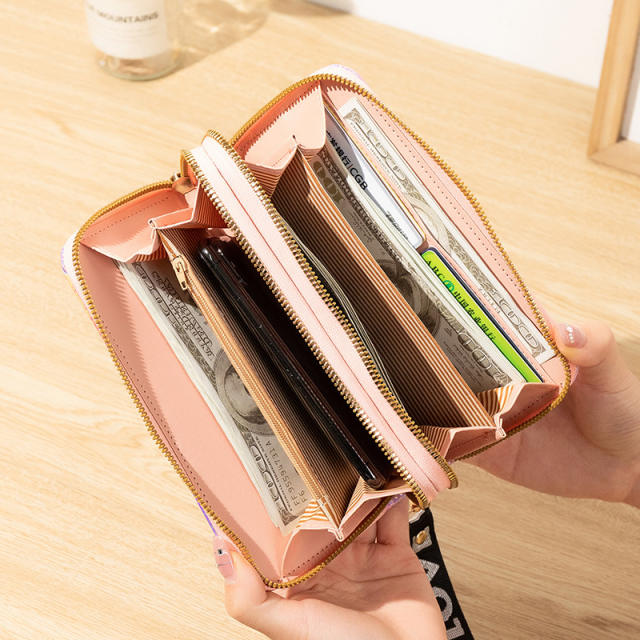 New Women's Long Wallet Double Zipper Mobile Phone Bag