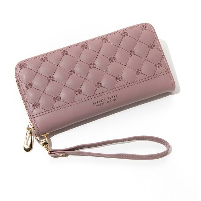 Long wallet pu embroidery thread ladies hand wallet multi-card mobile phone bag wallet