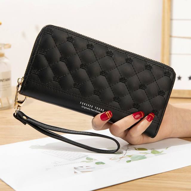 Long wallet pu embroidery thread ladies hand wallet multi-card mobile phone bag wallet