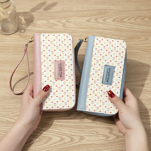 New Women's Long All-match Double Zipper Large Capacity Mobile Phone Bag Clutch Bag Coin Purse