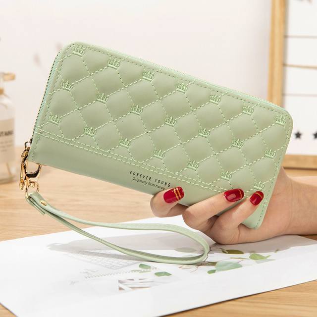 Long wallet pu embroidery thread ladies hand wallet multi-card mobile phone bag wallet