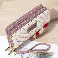 New Women's Long All-match Double Zipper Large Capacity Mobile Phone Bag Clutch Bag Coin Purse