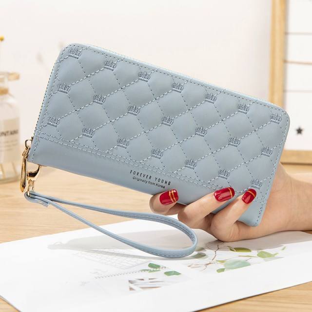 Long wallet pu embroidery thread ladies hand wallet multi-card mobile phone bag wallet