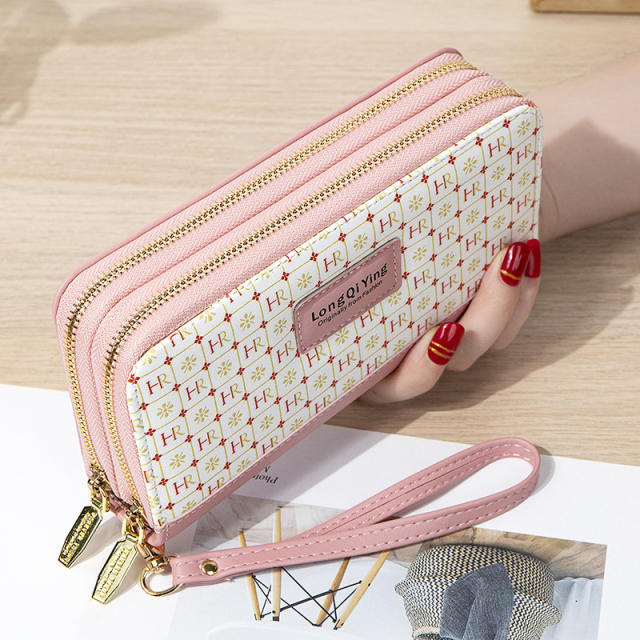 New Women's Long All-match Double Zipper Large Capacity Mobile Phone Bag Clutch Bag Coin Purse