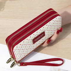 New Women's Long All-match Double Zipper Large Capacity Mobile Phone Bag Clutch Bag Coin Purse