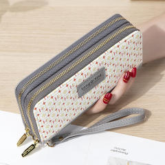 New Women's Long All-match Double Zipper Large Capacity Mobile Phone Bag Clutch Bag Coin Purse