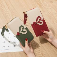 New Wallet Long Women's Zipper Wallet Female Stitching Color Tassel Mobile Phone Bag