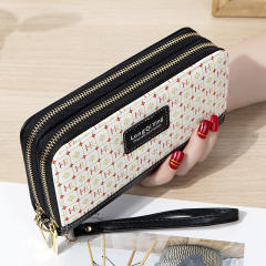 New Women's Long All-match Double Zipper Large Capacity Mobile Phone Bag Clutch Bag Coin Purse