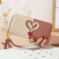 New Wallet Long Women's Zipper Wallet Female Stitching Color Tassel Mobile Phone Bag