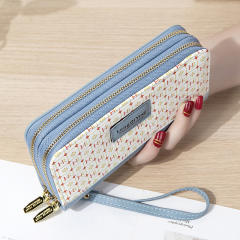New Women's Long All-match Double Zipper Large Capacity Mobile Phone Bag Clutch Bag Coin Purse