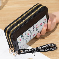 New Women's Long Wallet Double Zipper Mobile Phone Bag