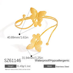 Summer holiday design starfish conch flower butterfly design stainless steel arm bangle