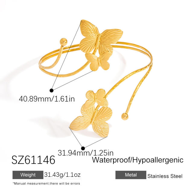 Summer holiday design starfish conch flower butterfly design stainless steel arm bangle