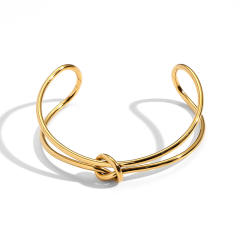 Hot sale knotted design stainless steel cuff bangle bracelet arm bangle