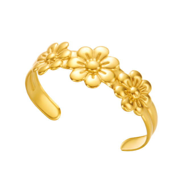 Summer popualr flower wave starfish stainless steel cuff bangle bracelet arm bangle