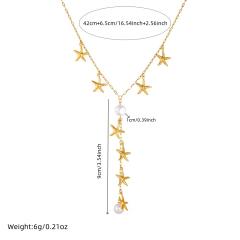 Elegant Y shape starfish charm stainless steel necklace Y shape necklace