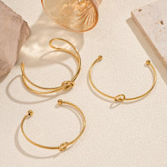 Hot sale knotted design stainless steel cuff bangle bracelet arm bangle