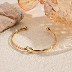 Hot sale knotted design stainless steel cuff bangle bracelet arm bangle