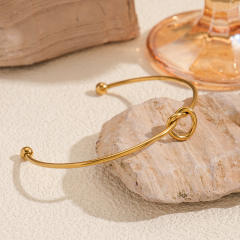 Hot sale knotted design stainless steel cuff bangle bracelet arm bangle
